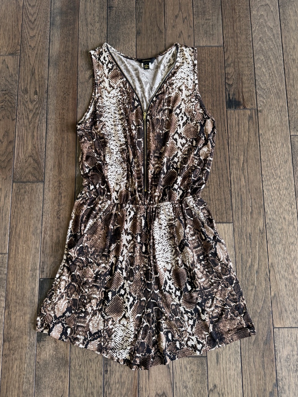 Espresso Snake Print Zip-Front Romper